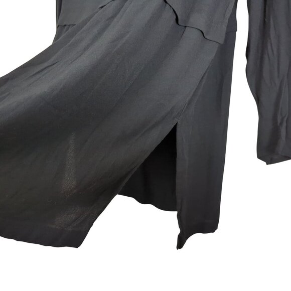 J. Jill long sleeve top Rayon Peplum Black pullover side slits‎ size L - Picture 5 of 14